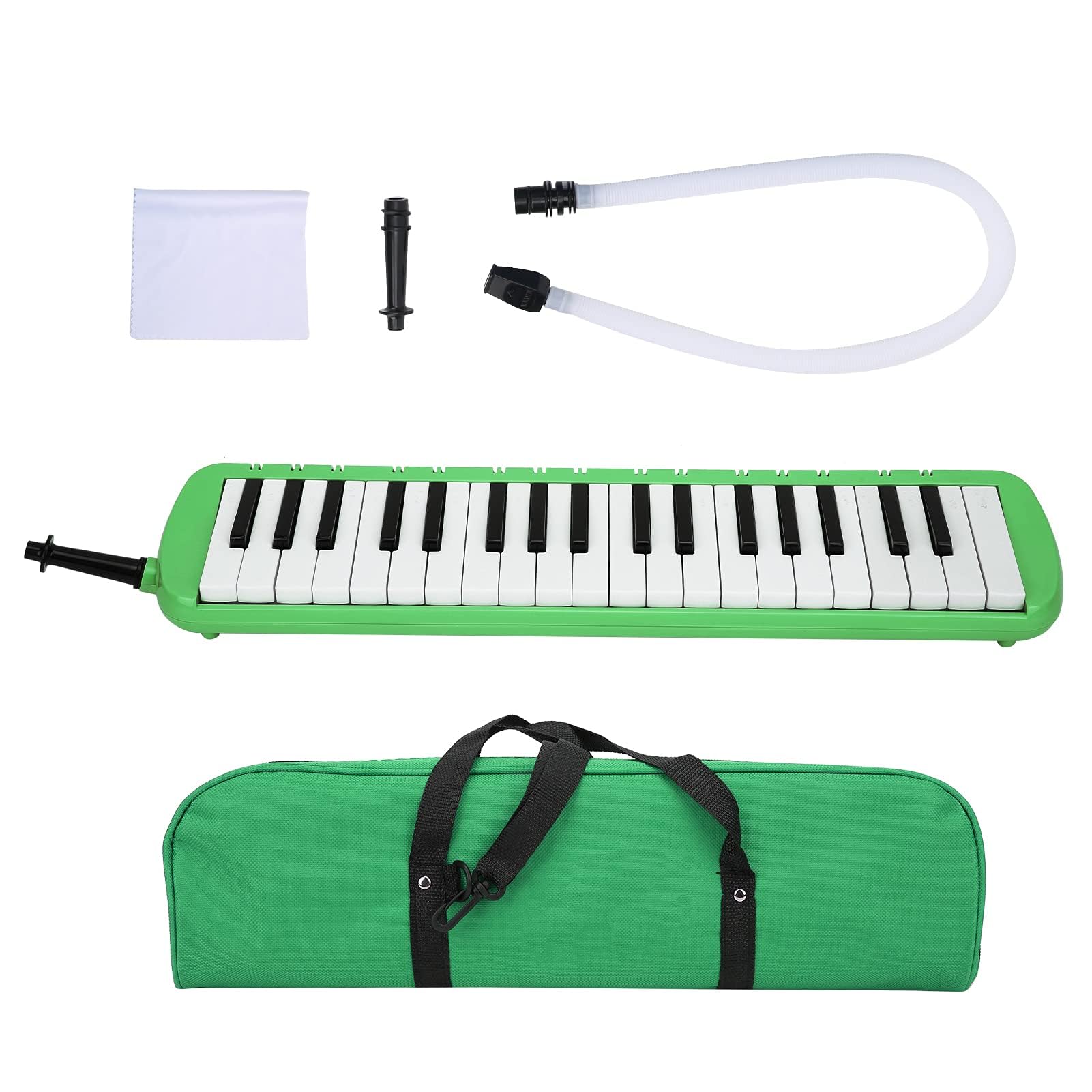 Melodica 37 Touches Clavier Melodica Instrument de Musique à Vent avec Installation Facile pour Débutant Formation Professionnelle (vert)