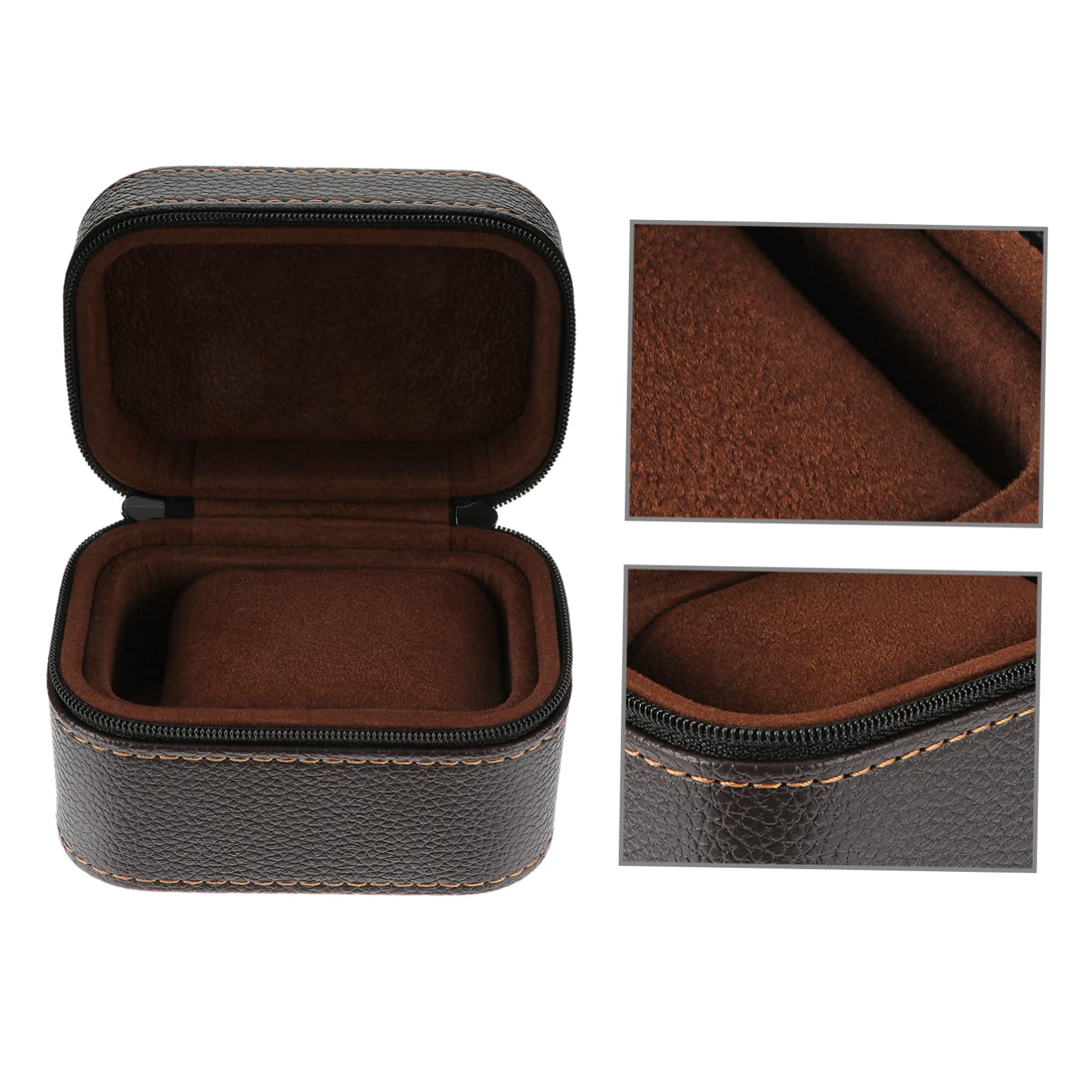 Mipcase Caja de Almacenamiento de Reloj Mini Portátil de Cuero Marrón