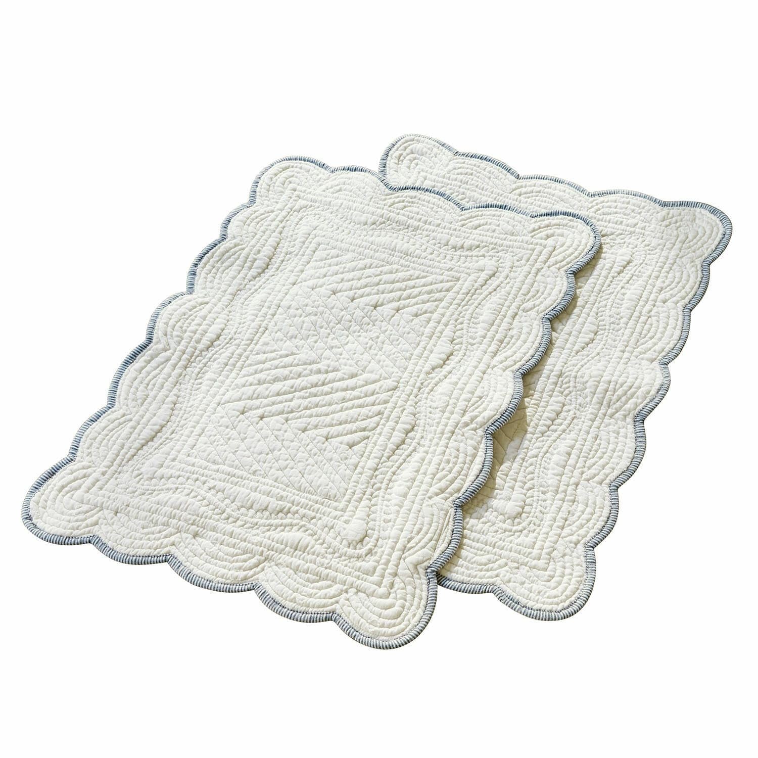 Lot De 2 Sets De Table Coton/lin Trattoria Blanc/bleu La Redoute