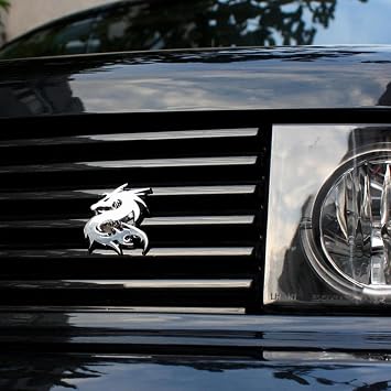 3D Dragon Metal Car Sticker for Auto Car Motorcycle Logo Badge Emblem Tail Decals,Black-A