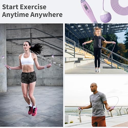 Miniatura 6 de Cuerda de saltar con contador  Saltar sin cuerda inalámbrica para entrenamiento de fitness  Cuerda de velocidad con mango digital para ejercicios
