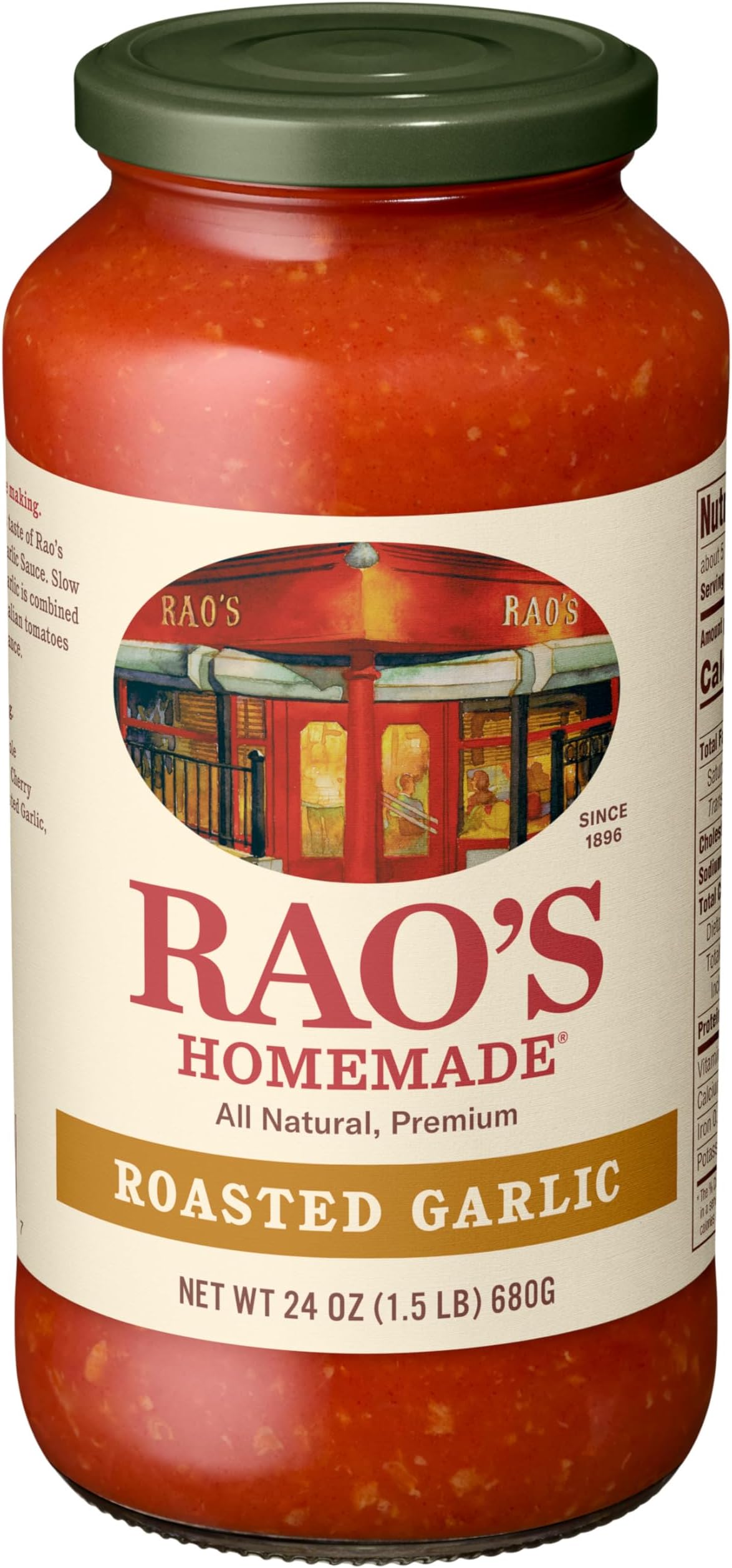Tomato Sauce | Roasted Garlic | 24 oz | Versatile Pasta Sauce | Carb Conscious, Keto Friendly | All Natural, Premium Quality | Made with Sweet Italian Tomatoes and Caramelized Garlic