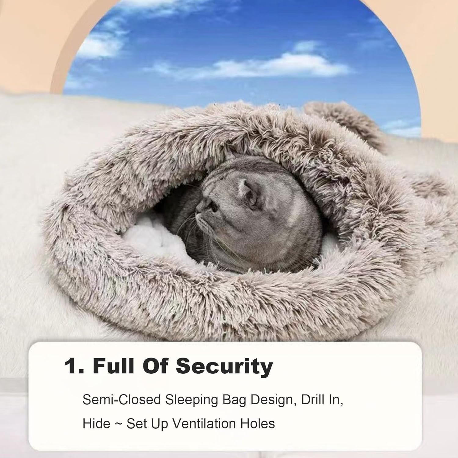 Cat Sleeping Bag Bed, 360° Warm Semienclosed Cat Winter Sleeping Bag Soft Plush Cat Sack Self Warming Cat Cave Bed for Indoor Cats, Cat Hideaways Pet Snuggle Sack for Kitten Puppy (Coffee, 21x17inch)