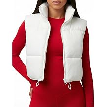 Lightweight Padded Gilet Cropped Puffer Vest Women with Zip up Stand Collar