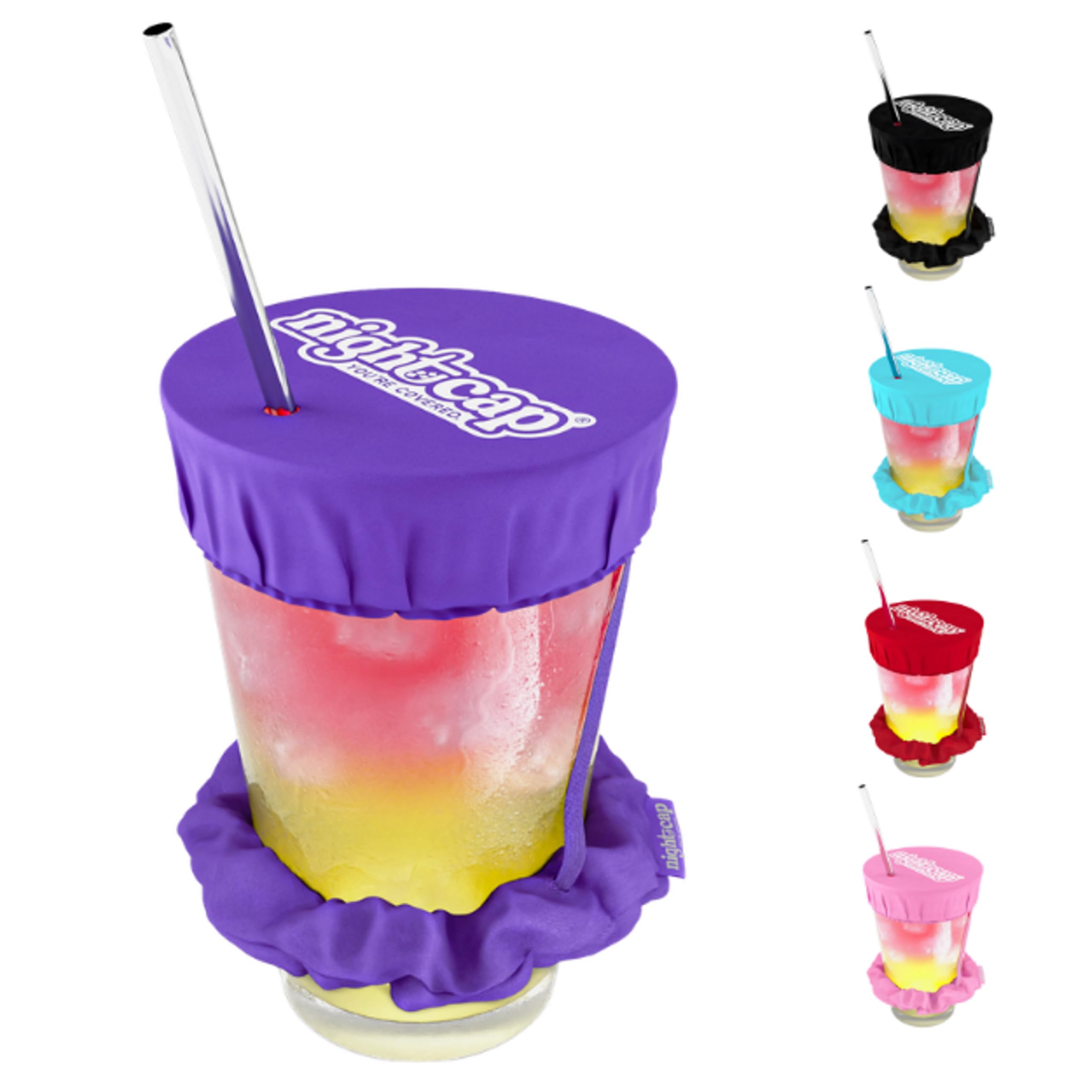 Nightcap Women's Purple - Original Drink Cover Scrunchie, As Seen On Shark Tank - Anti-Spike Drink Protector For - Reusable Drink Cover Scrunchie - Fits Most Cups & Glasses, Washable