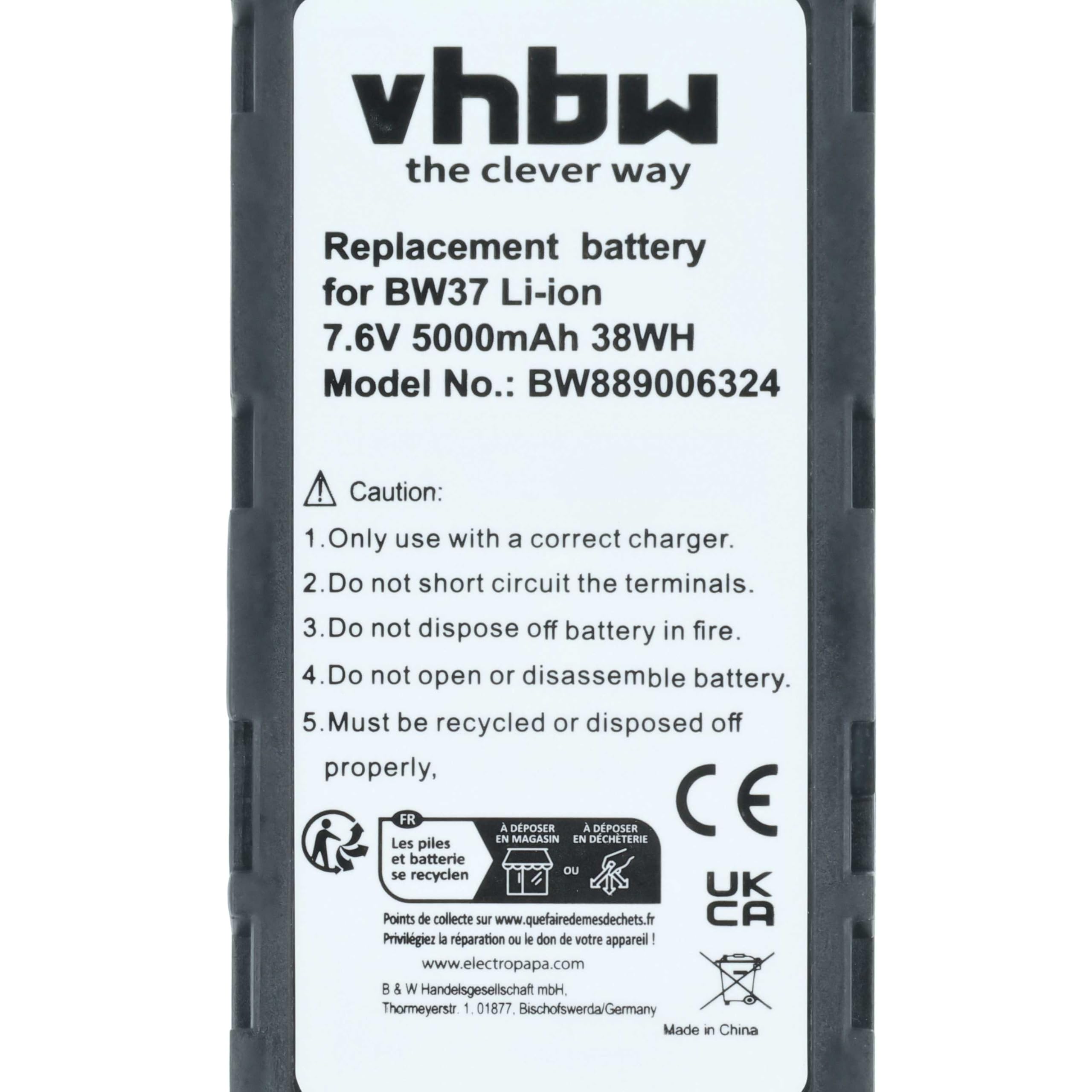 vhbw 2X Akku Ersatz für DJI WB37 | für Drohne Controller (5000 mAh, 7,4 V, Li-Polymer)
