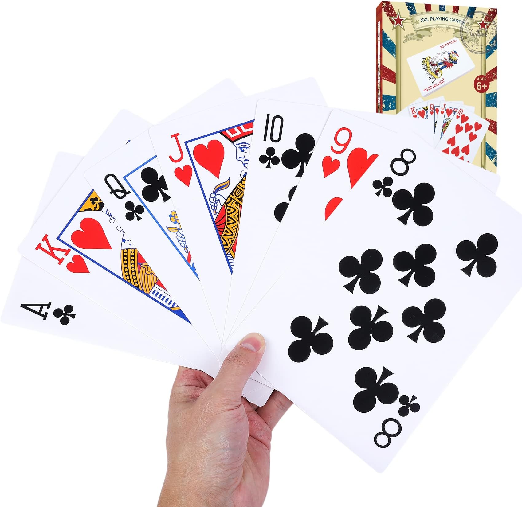 Jumbo Extra Large Oversized Thicker Poker Playing Cards Classic Board Games for Kids, Adults,Seniors and Families
