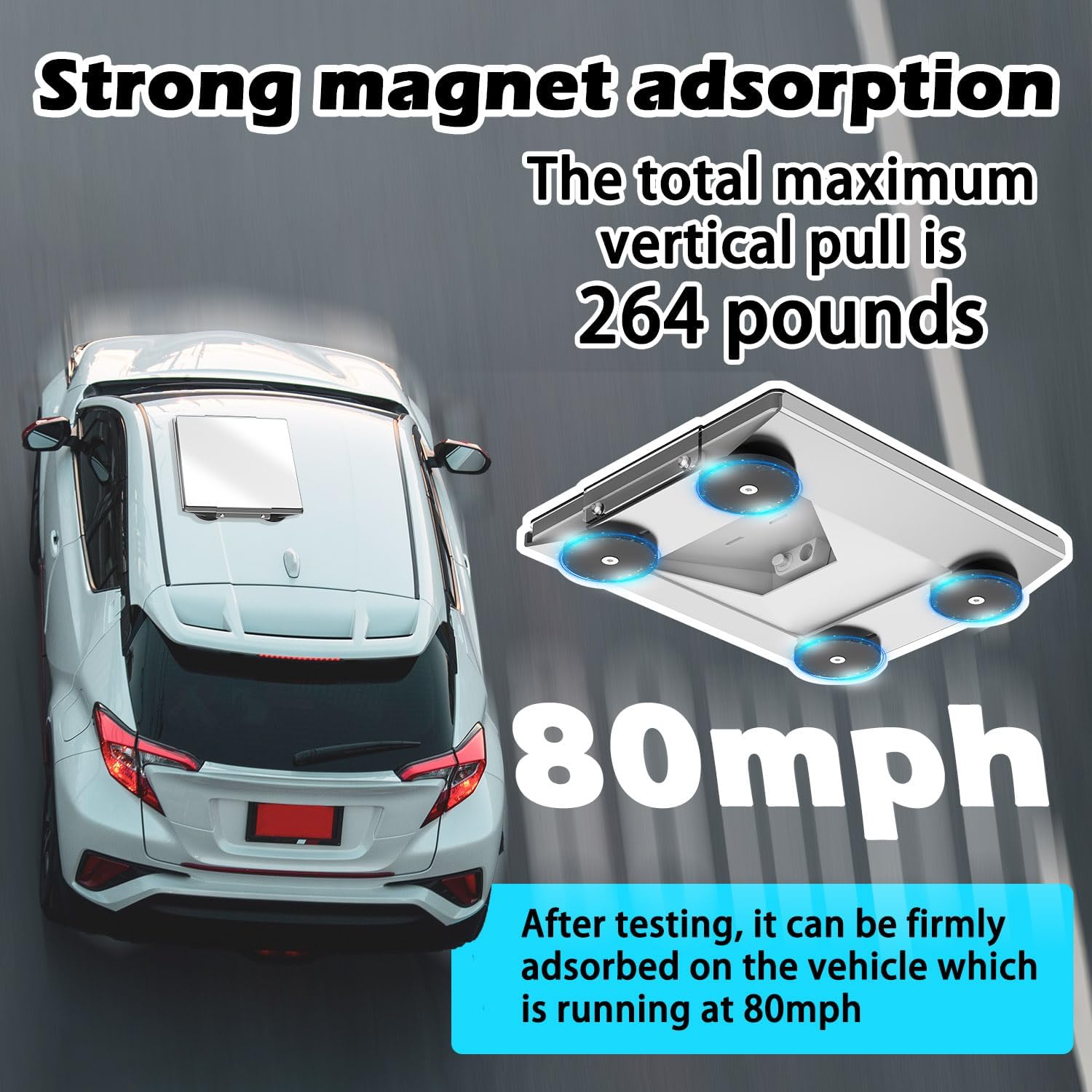 265 lbs Starlink Mini Magnetic Flat Mount Kit for Cars - Premium Pure Aluminum Build with High-Strength PC Cover Plate, Offering 360° Protection to Starlink Mini While Ensuring Unobstructed Signals - Image 2