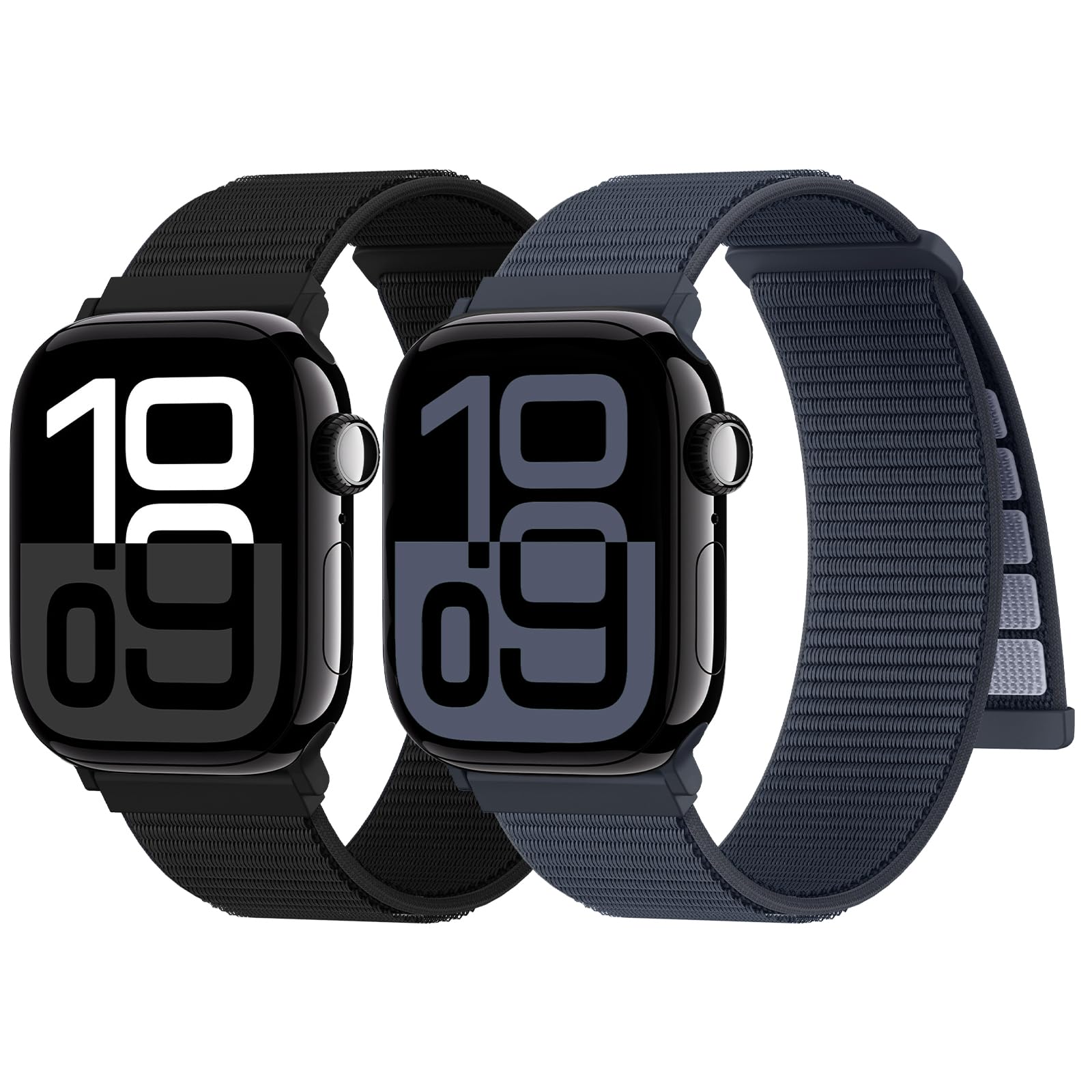 Confezione 2 Cinturini Nylon Compatibile con Cinturino Apple Watch 44mm 40mm 41mm 42mm 45mm 46mm 49mm 38mm, Sportivo Morbido Traspirante Regolabile per iWatch 11 10 9 8 7 6 5 4 3 2 1 SE Ultra 1/2/3