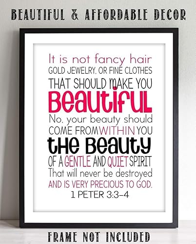 Miniatura 7 de Beautiful- Gentle and Quiet Spirit - Christian Inspirational Wall Art, Motivational Scripture Wall Decor Print- For Home Decor, Church Decor, Living