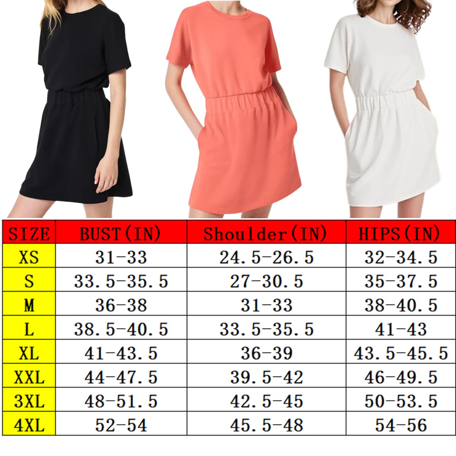 Vestido de Punto para Mujer | Cintura Ceñida con Bolsillos | Viajes de Verano | Ligero,Largo hasta la Rodilla