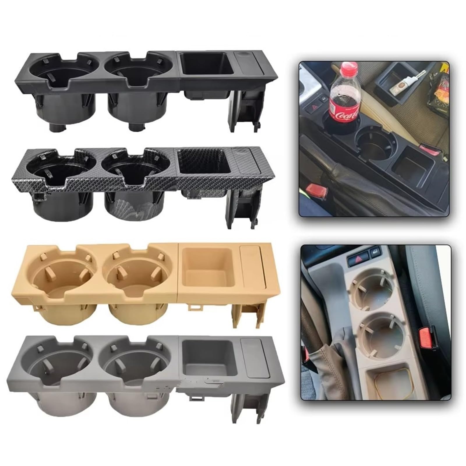 Compatible Con Para 323ti 1999 2000 Car Center Console Water Cup Holder Beverage Bottle Holder Coin Tray OEM：51168217953 Soporte Botella Coche(Beige Set)