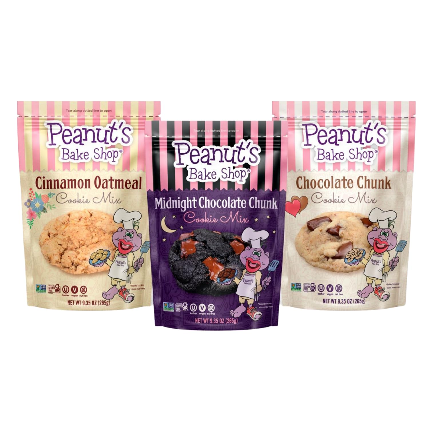 Peanut's Bake Shop - Vegan and Gluten-Free Cookie Mix | Non-GMO, Kosher Cookie Mixes for Decadent Treats (Variety Pack - 3 Pack)