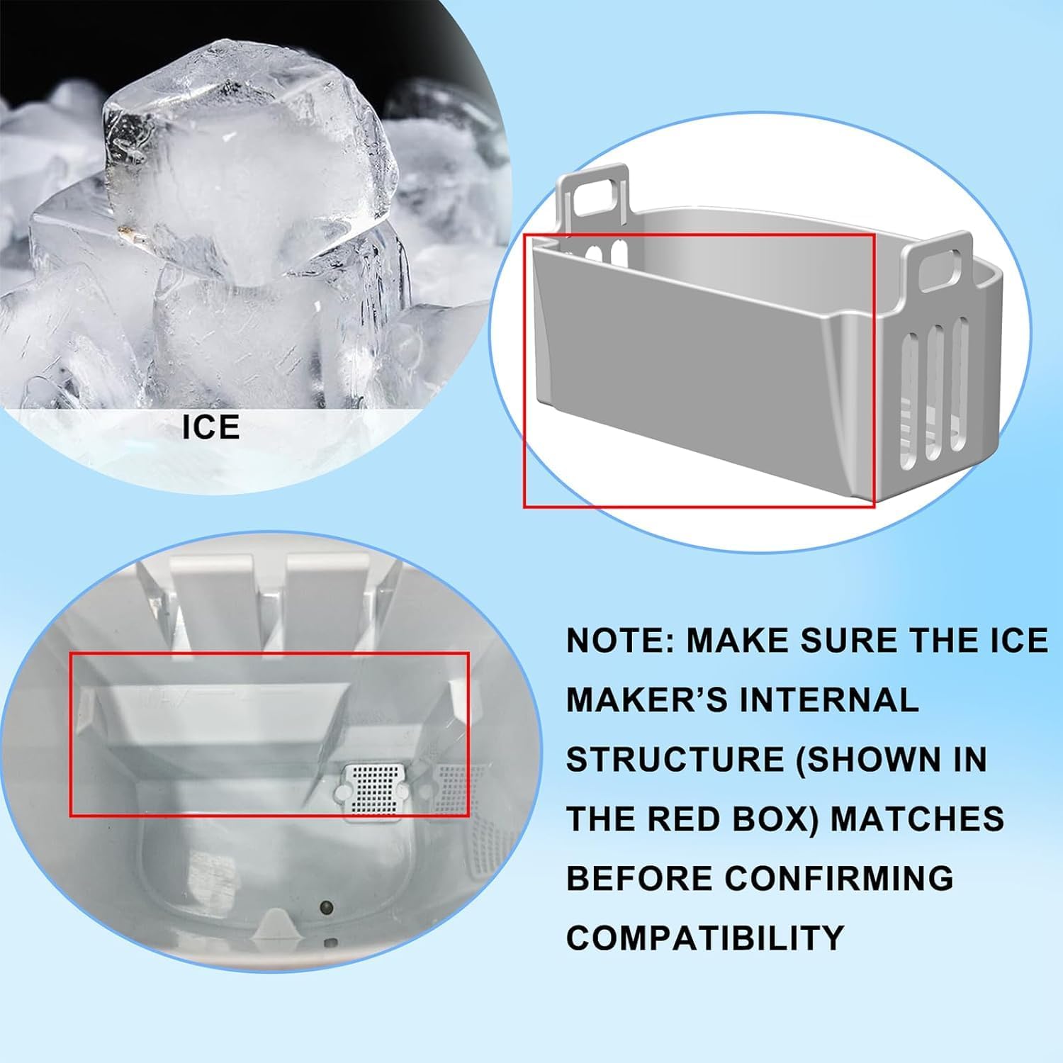 Ice Basket Compatible with Magic Chef Ice Maker, Replacement Basket Compatible with Magic Chef, Compatible with Frigidaire Durable and No Assembly, No Tools Required, Easy To Replace