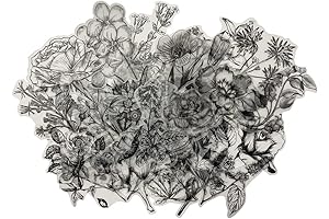 120 PCS Black and White Vintage Retro Flower Plant Stickers Decals for...