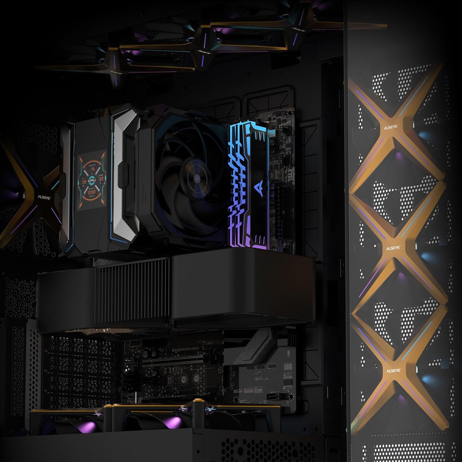 ALSEYE X12 Case Fan ARGB PWM Computer Air Cooling Fan - High Performance Silent Operation 120mm RGB CPU Cooling (Yellow, Reverse Blade)