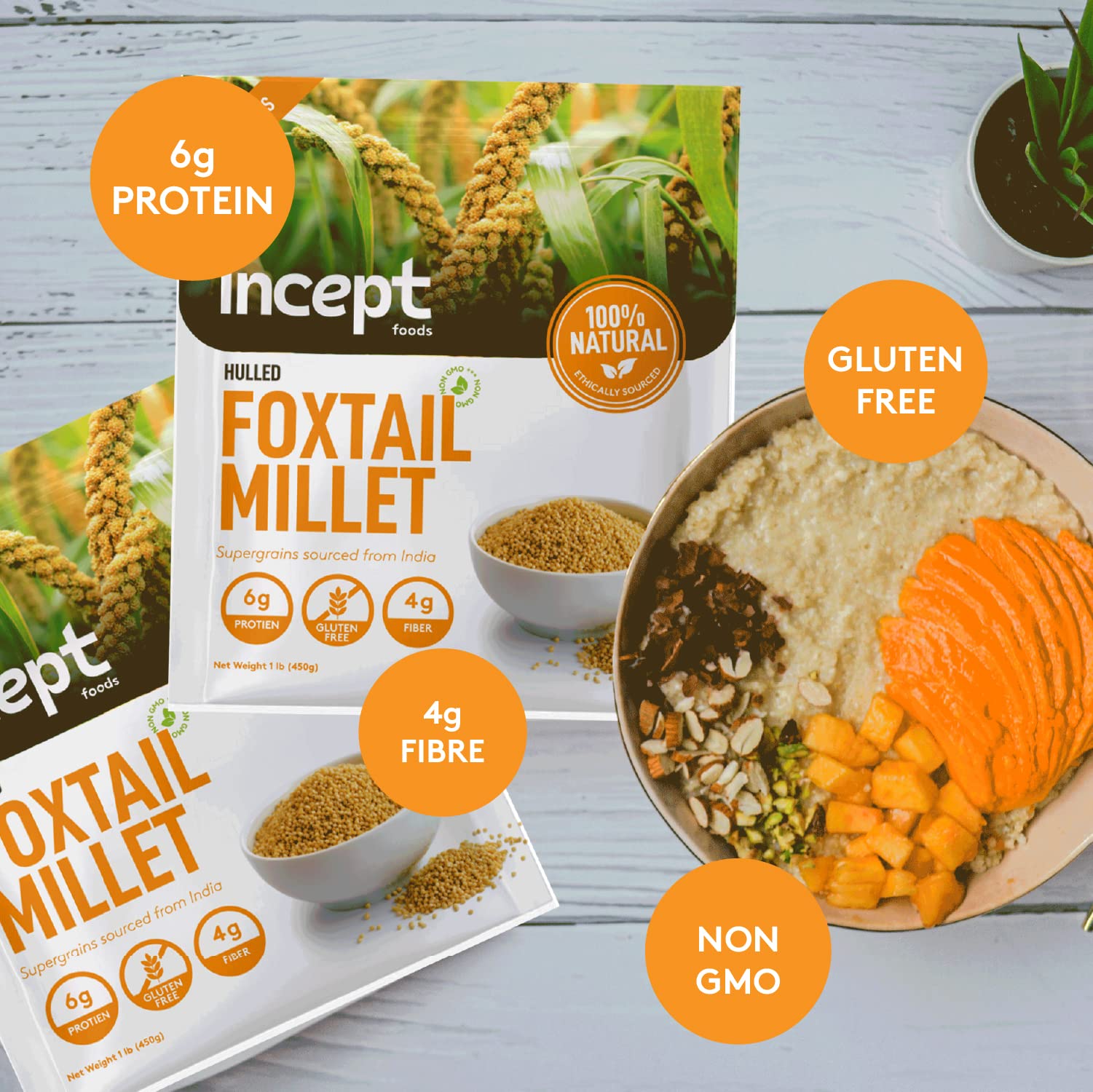 Incept Foxtail Millet, 1 lb Millet Grain & Gluten Free Millet Seed, Superfood of the Decade