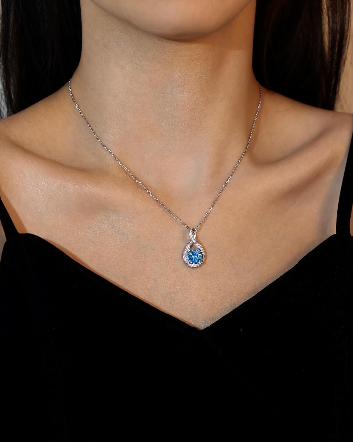 FANCIME Birthstone Necklaces for Women Fine Jewelry Sterling Silver Infinity Pendant Anniversary Birthday Mothers Day Gifts for Her Women Wife Mom Lady Daughter, Chain 16"+2" Extend - Image 3