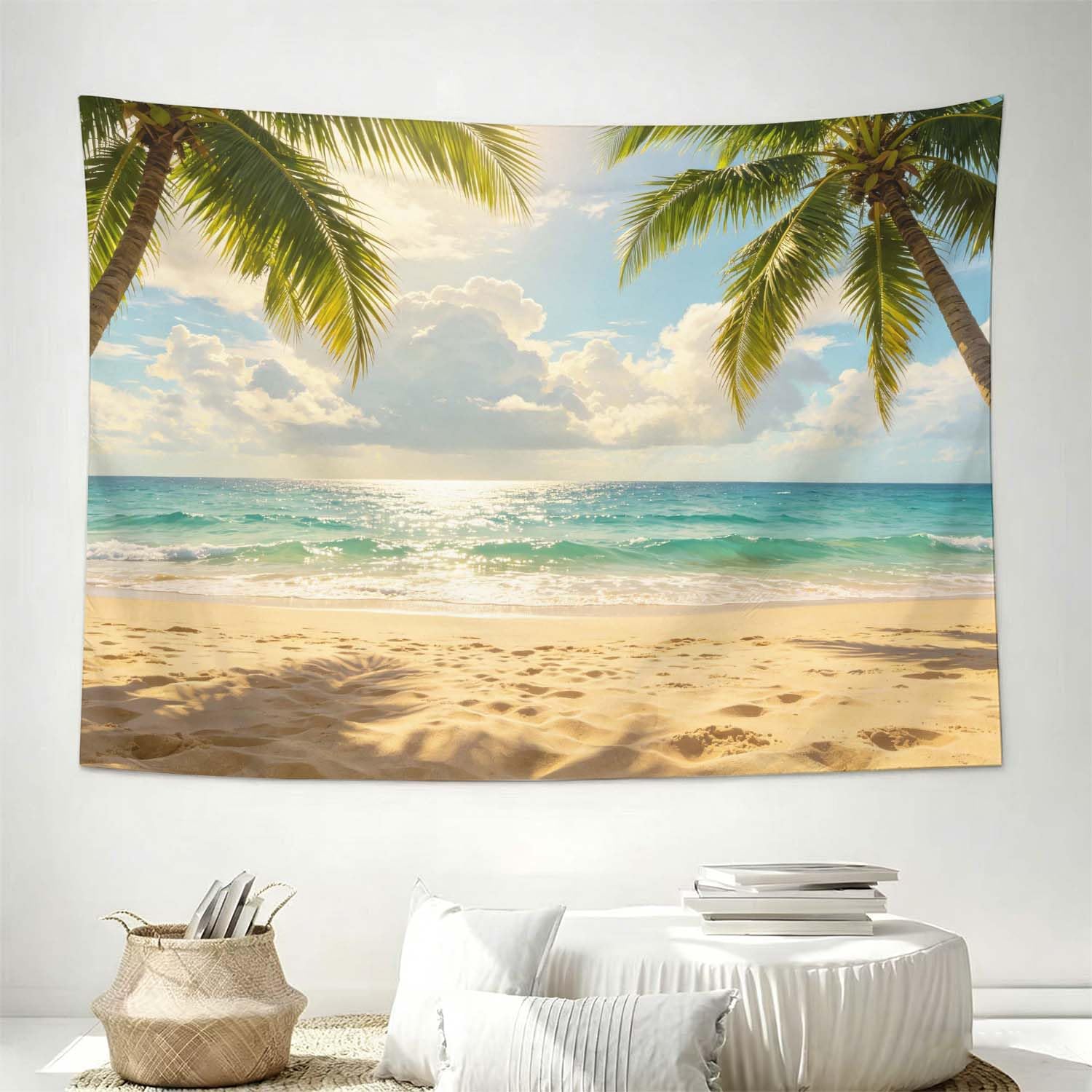 Arazzo da Parete Grande 300x260 cm Spiaggia Tropicale 3D Telo da Parete