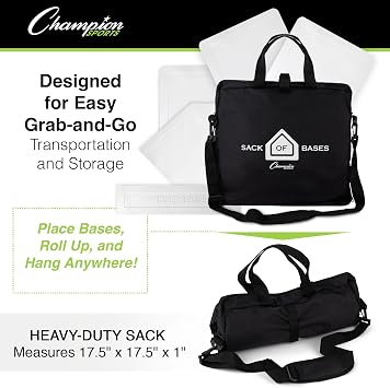 Champion Sports Throw Down Base Sets Durable Baseball & Softball Practice Bases for Indoor & Outdoor Training