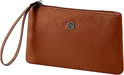 Bolsa Carteira Clutch Feminina de Couro Bovino Legítimo c/Fechamento em Zíper Mariart Cambará