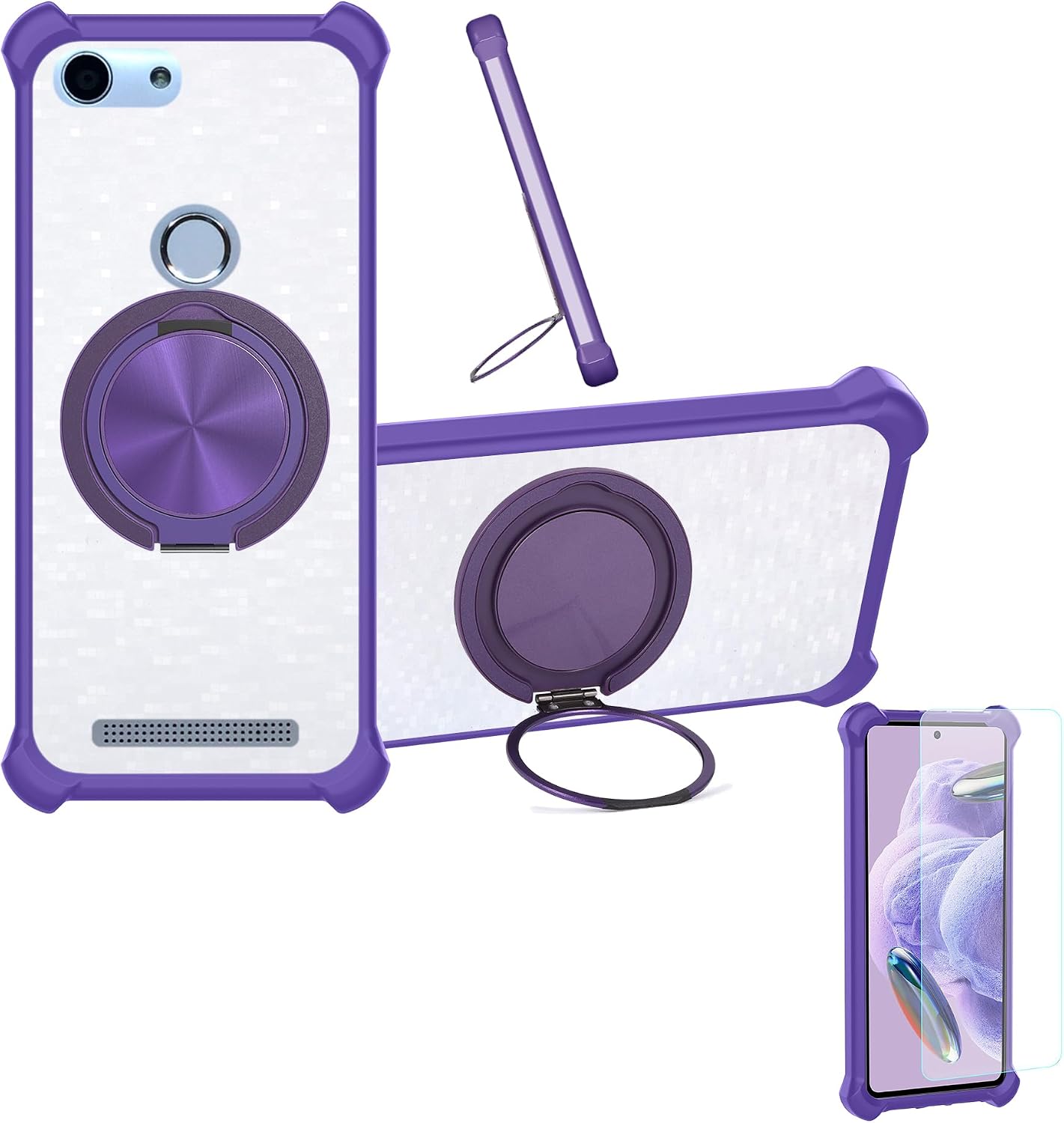 jioeuinly Case Compatible for Access Wireless Hero Sp001 Phone Case Cover [with 1* Tempered Glass Screen Protector] Hybrid Case[360°Ring Support, Magnetic] CX-02-ZI