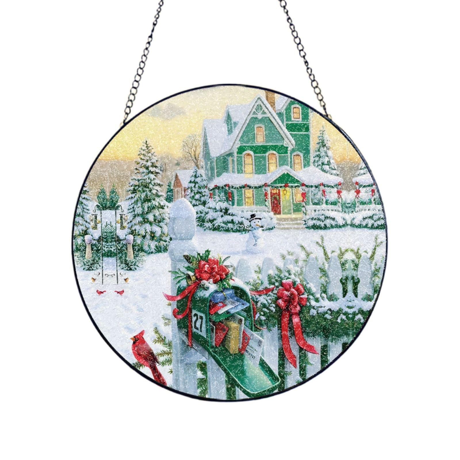 Poezjzw Stained Glass Window Hanging - Christmas Mailbox And Gifts Sun Catcher For Door Garden Home Decor Christmas Mother'S Day Birthday Gifts 4in（10cm）