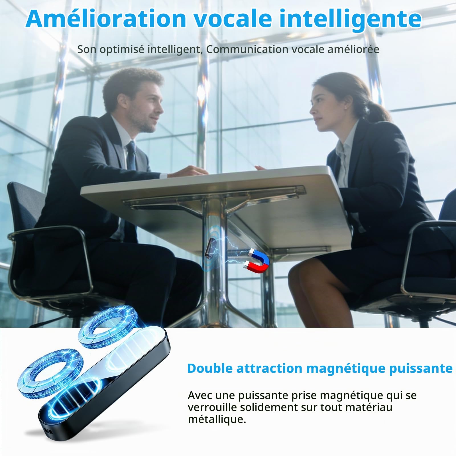 Enregistreur Vocal Dictaphone, 40 Jours d'enregistrement continu, Appareil d'enregistrement d'espionnage, Appareil d'écoute Espion, Prise de Son 360°, Activation Vocale pour Cours et Réunions