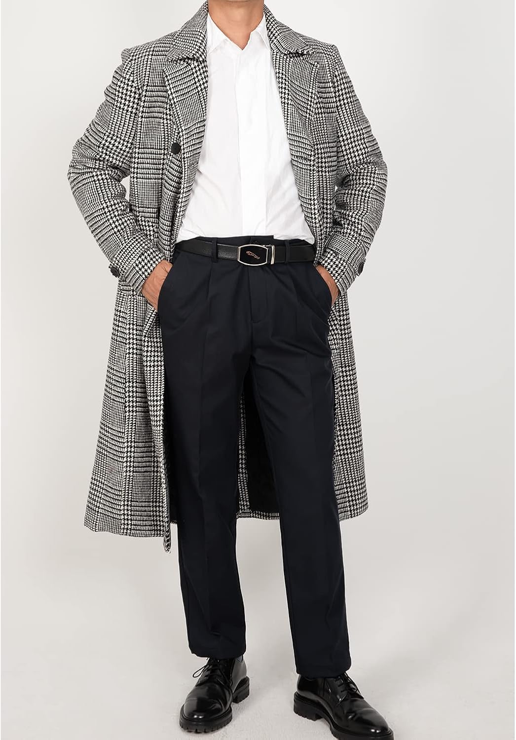 Monochrome Style: The Lisskolo Men's Long Wool Trench Coat
