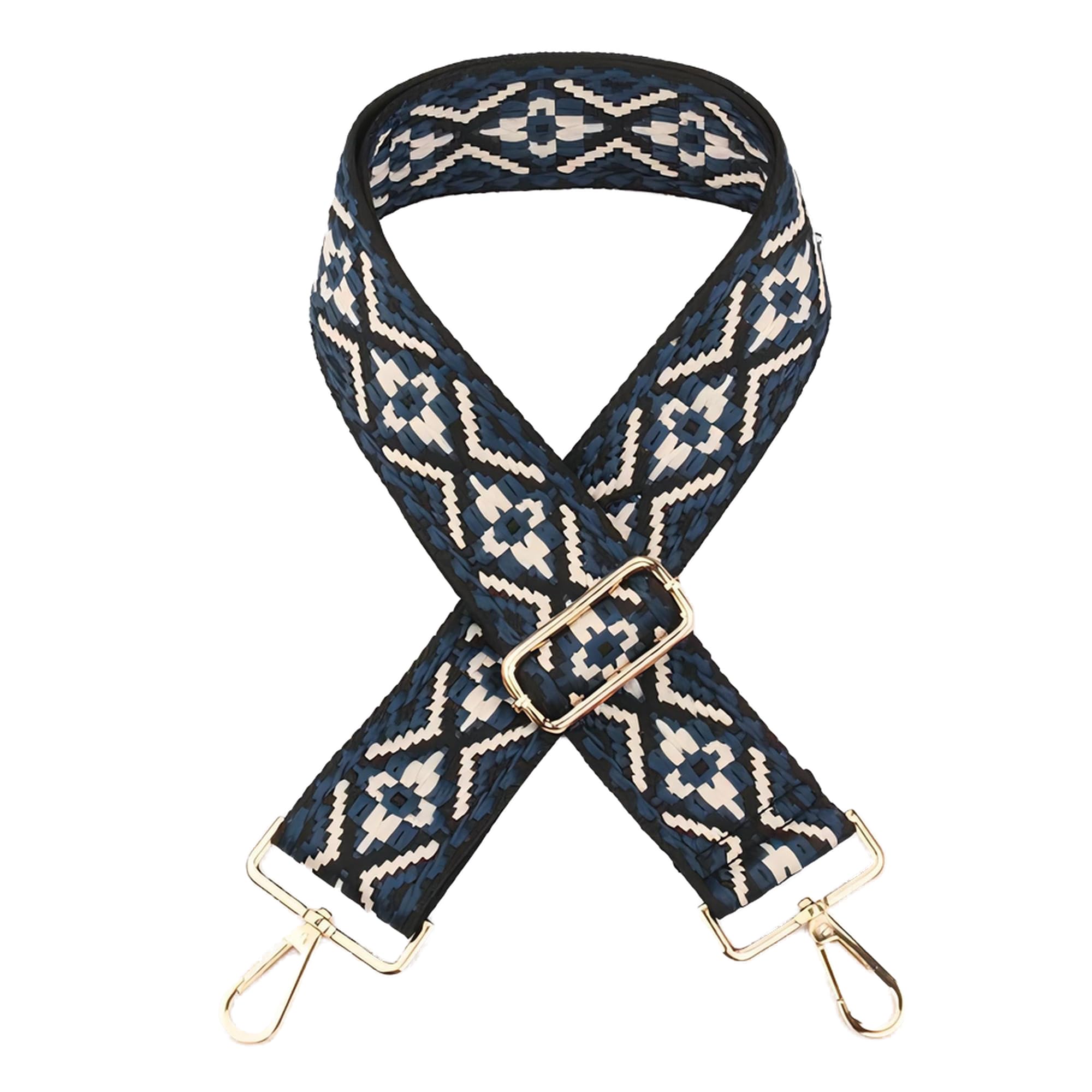 Qzlnontk Navy Blue Bag Strap, Crossbody Bag Strap, Width 5 Cm Boho Bag Strap,Bag Strap,Bag Handle,Carry Strap,Replacement Strap,Bags,Webbing,Bag Shoulder Strap For Bags And Handbags,Diy(,Silver Clasp)