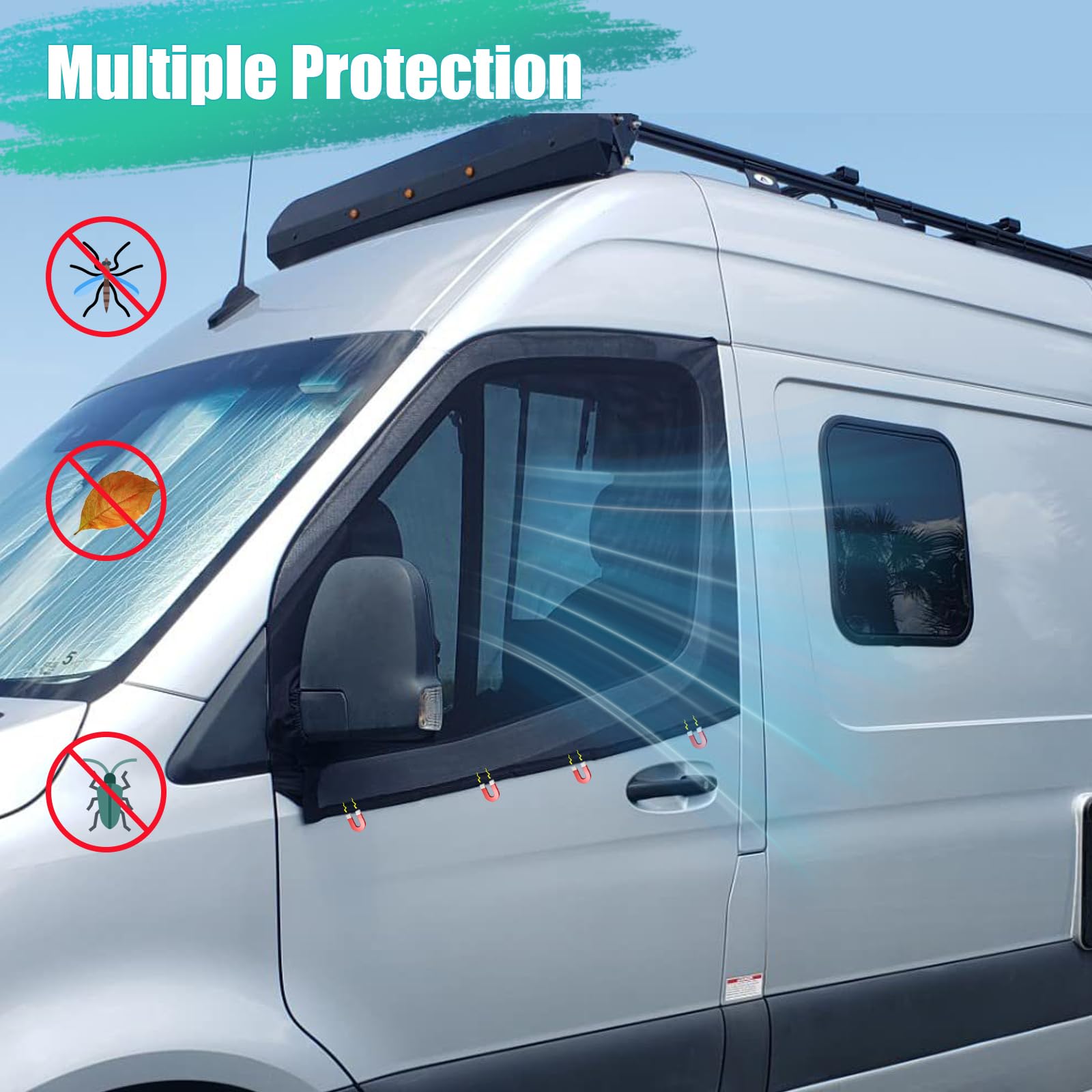 Uniwersalna magnetyczna moskitiera na drzwi wejściowe, magnetyczna moskitiera do okien samochodu T4/T5/T6/T7, Transit, Tourneo, Sprinter