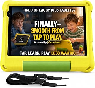 Kids Tablet 8 Inch Android 15, Octa-Core 12GB RAM + 64GB ROM, Toddler Tablet with WiFi 6, Parental Control, Pre-Installed Kids Space, EVA Case, Anti-Glare Screen Protector, Adjustable Strap