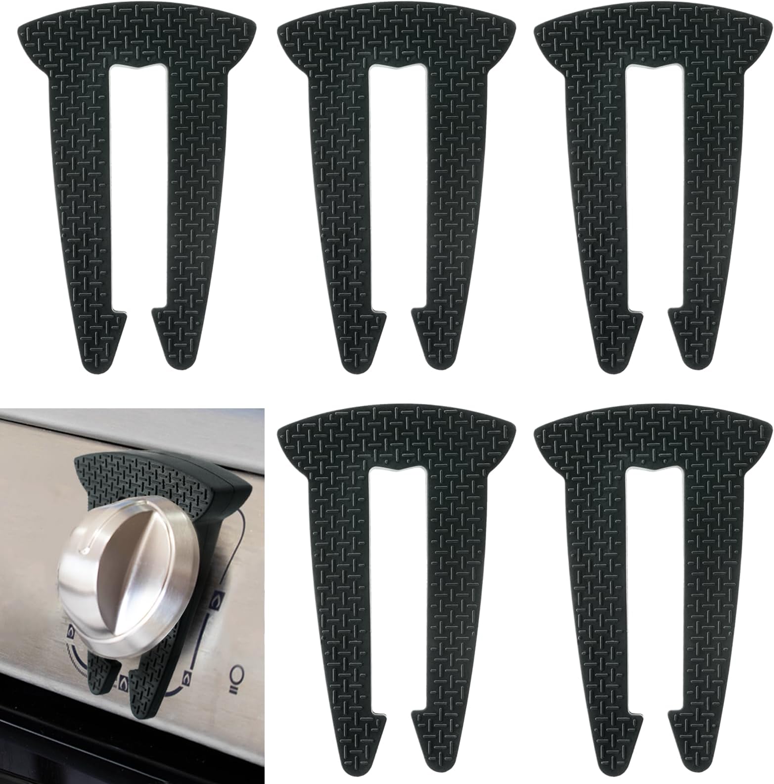 5-Pack Stove Knob Safety Covers With Lock Key - Child Proof Oven Knob Covers, Black - View #9