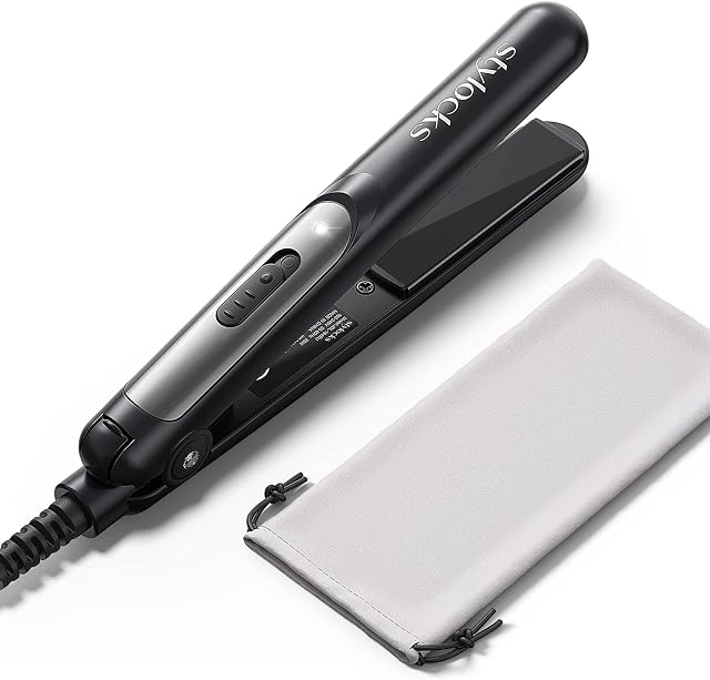 Stylocks Mini Hair Straightener for Short Hair, Small Straighteners Travel Size Straighteners and Ceramic Plater, Quick and Easy Hair Styling, Black.