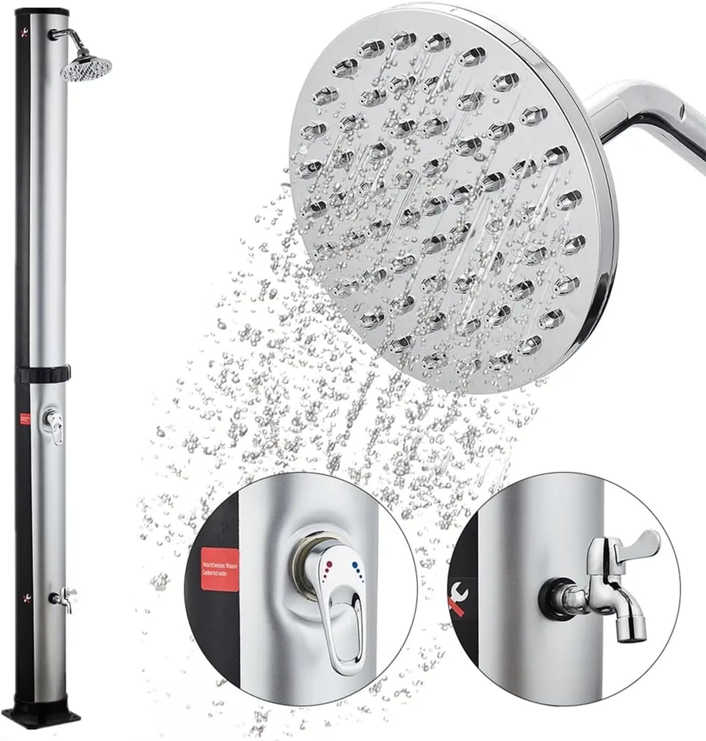 Outdoor Shower kit Solar Shower for Garden Outdoor Swimming Pool Camping Tank 10 Gallon，Temperature and Pressure Adjustable ， for Backyard Poolside Beach Pool Spa Garden Shower