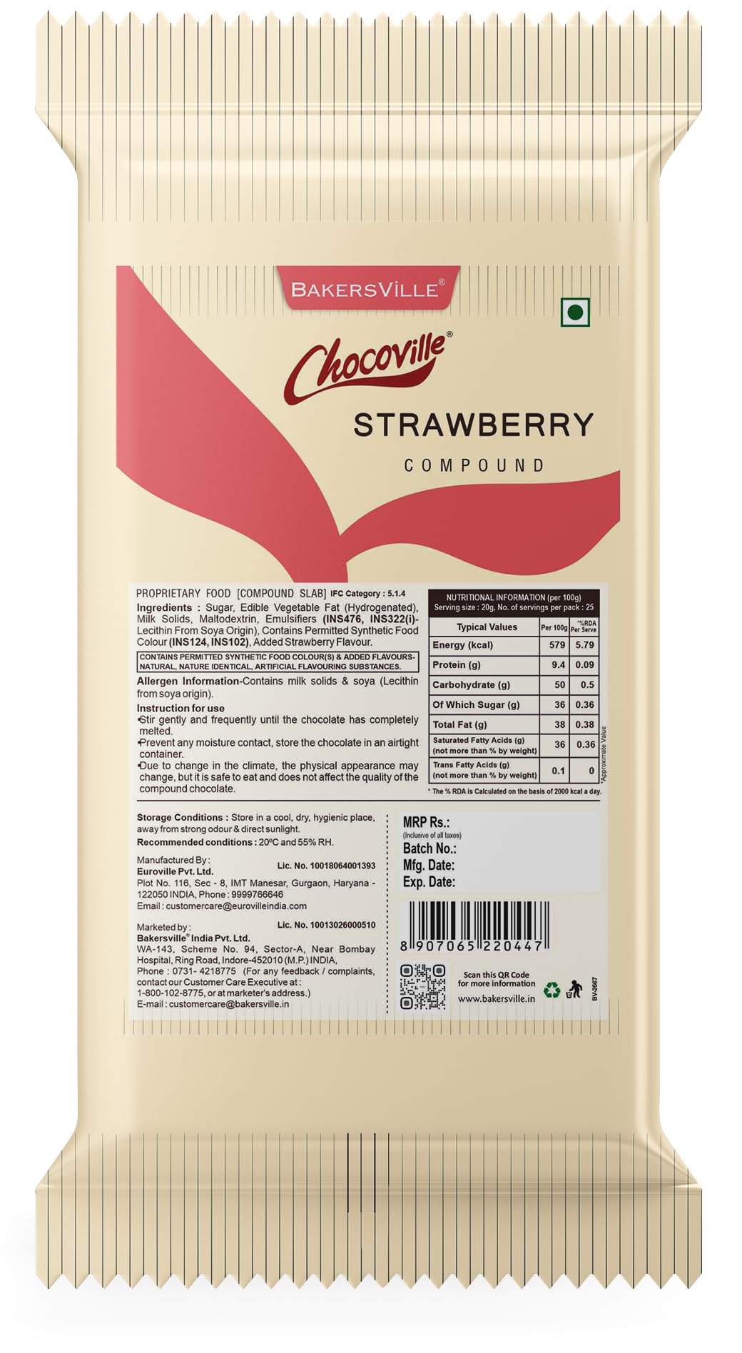 Chocoville Strawberry Compound Slab 500g (B0CRRWMCV6) Amazon Price History, Amazon Price Tracker