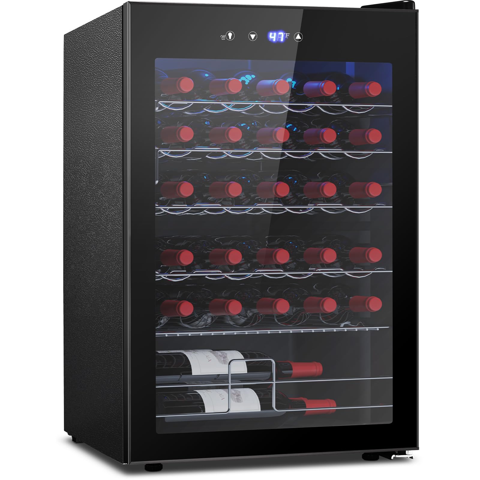 COWSAR 37 Bottle Wine Fridge, Freestanding Commercial Beverage Refrigerator with Smart Temp Control, 4.45 Cu.Ft Mini Fridge Wine Cooler with Child Lock& Wavy Wire Shelves for Kitchen Bar, Black | Fridge.com