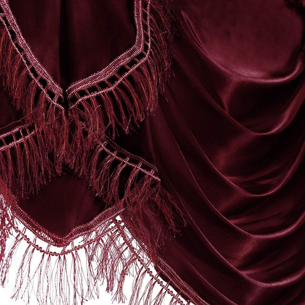 NAPEARL Soft Satin Swag Valance Curtains, Waterfall Valance with Tassles for Bedroom Living Room, 1 Piece Burgundy Window Valance, 61 x 49 Inch