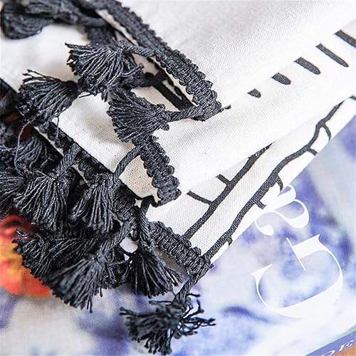 Miniatura 4 de Deeprove - Cortinas bohemias de 96 pulgadas de largo, algodón blanco crema y lino con estampado bohemio, borlas negras, panel geométrico