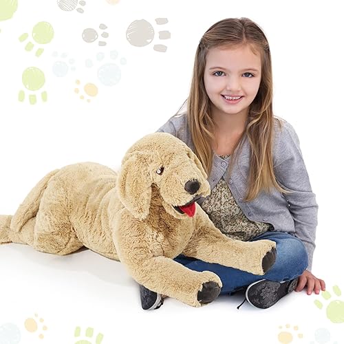 Geosar Animales de peluche para perros, esponjosos, de labrador, juguete para abrazar, gran almohada corporal de felpa para niños y niñas, regalos