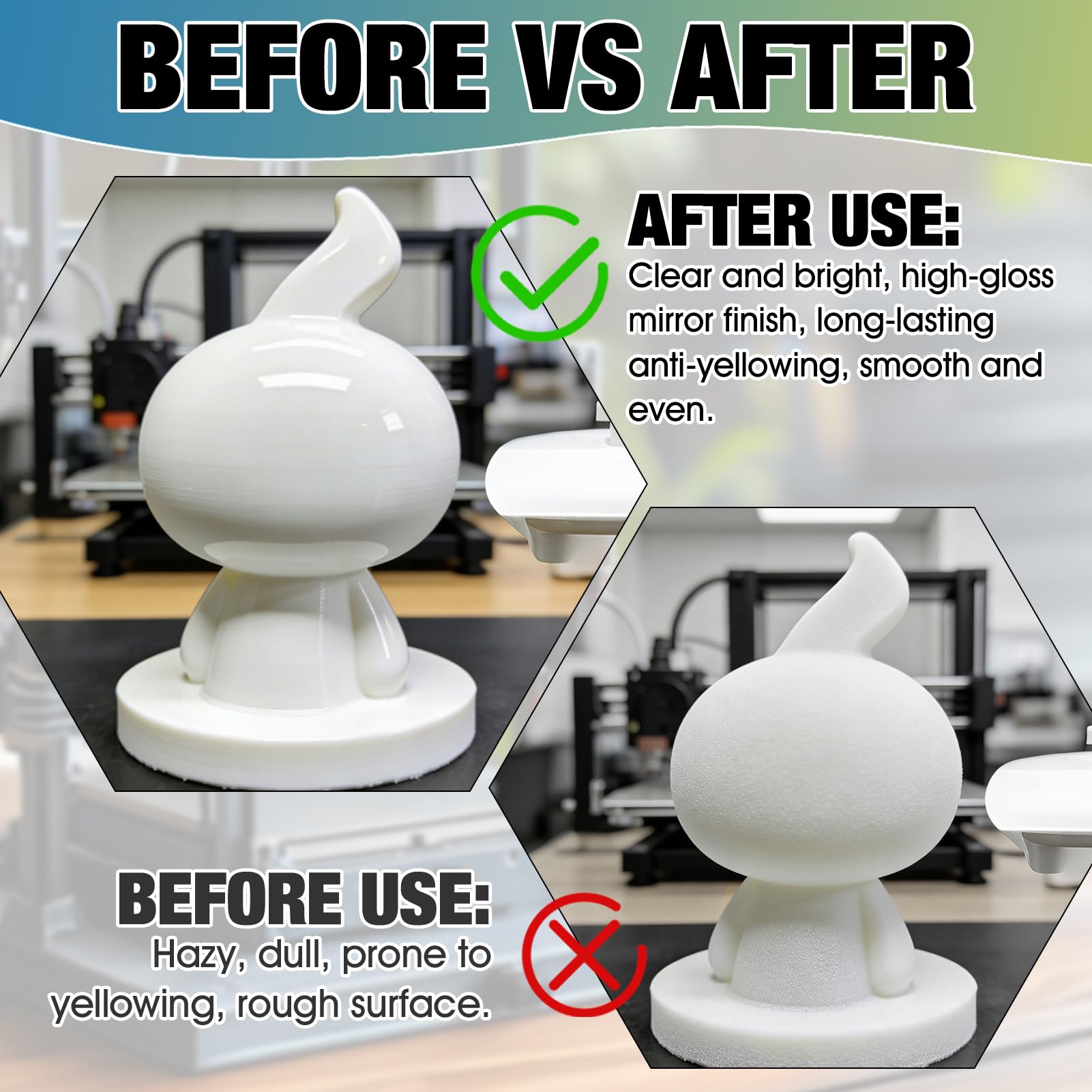Coating 3d-Print Coating, Resina Epossidica Trasparente, 3d finish resin per Levigatura e Rifinitura di Stampe 3d Produce una Finitura Liscia e Lucida, 150G+50G