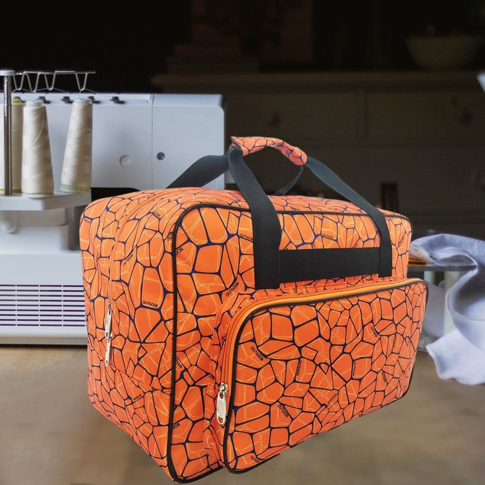 Custodia per macchina da cucire Borsa per macchina da cucire Borsa portatile di grande capacità Borsa per l'organizzazione della casa per i viaggi, Orangina
