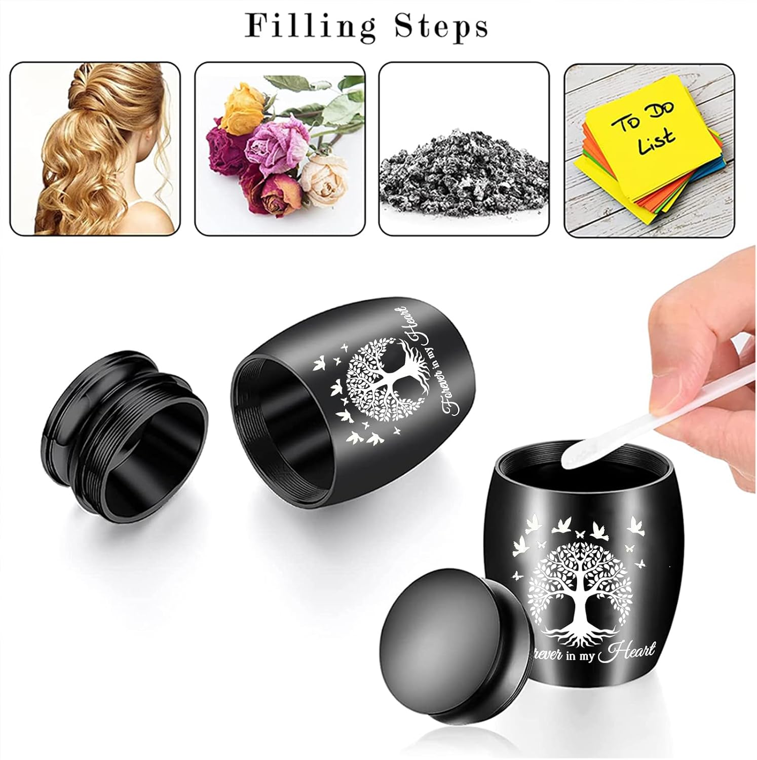 Small Keepsake Urn for Human Ashes Tree of Life Cremation Urns Mini Set of 7 Urns Perfect Stainless Steel Memorial Ashes Holder Small Funeral Ash Urn-Forever in My Heart (7Pcs-Red)