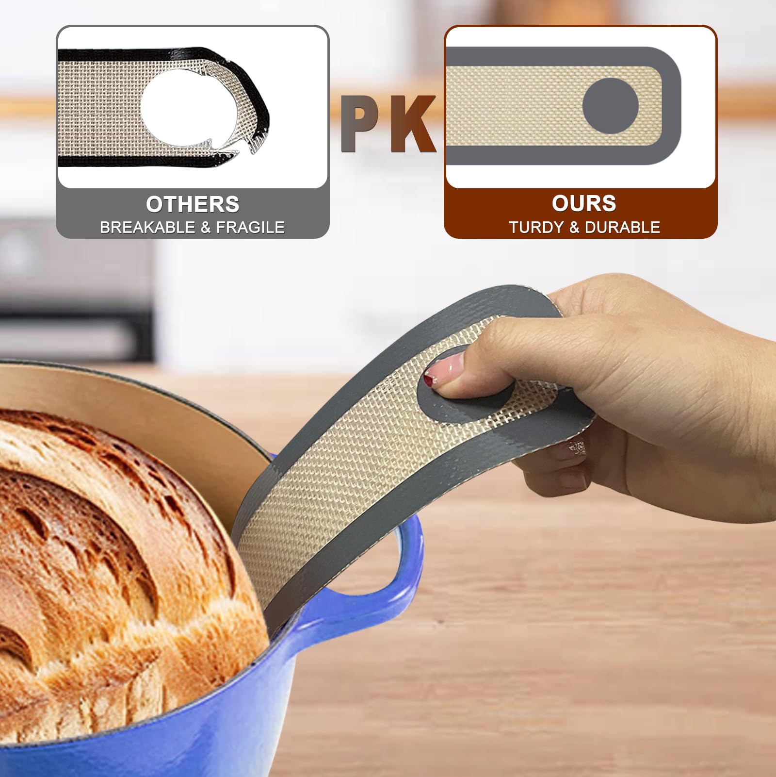 2 Stück Silikon-Brotschlingen Für Dutch Oven – Oval & Rund, Antihaft, Hitzebeständig Bis 230°C, Spülmaschinenfest