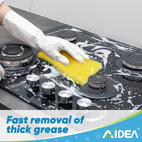 Miniatura 4 de AIDEA Esponja exfoliante resistente, 24 unidades, dispensador de jabón para platos para cocina, 2 en 1 con dispensador de jabón y soporte de esponja