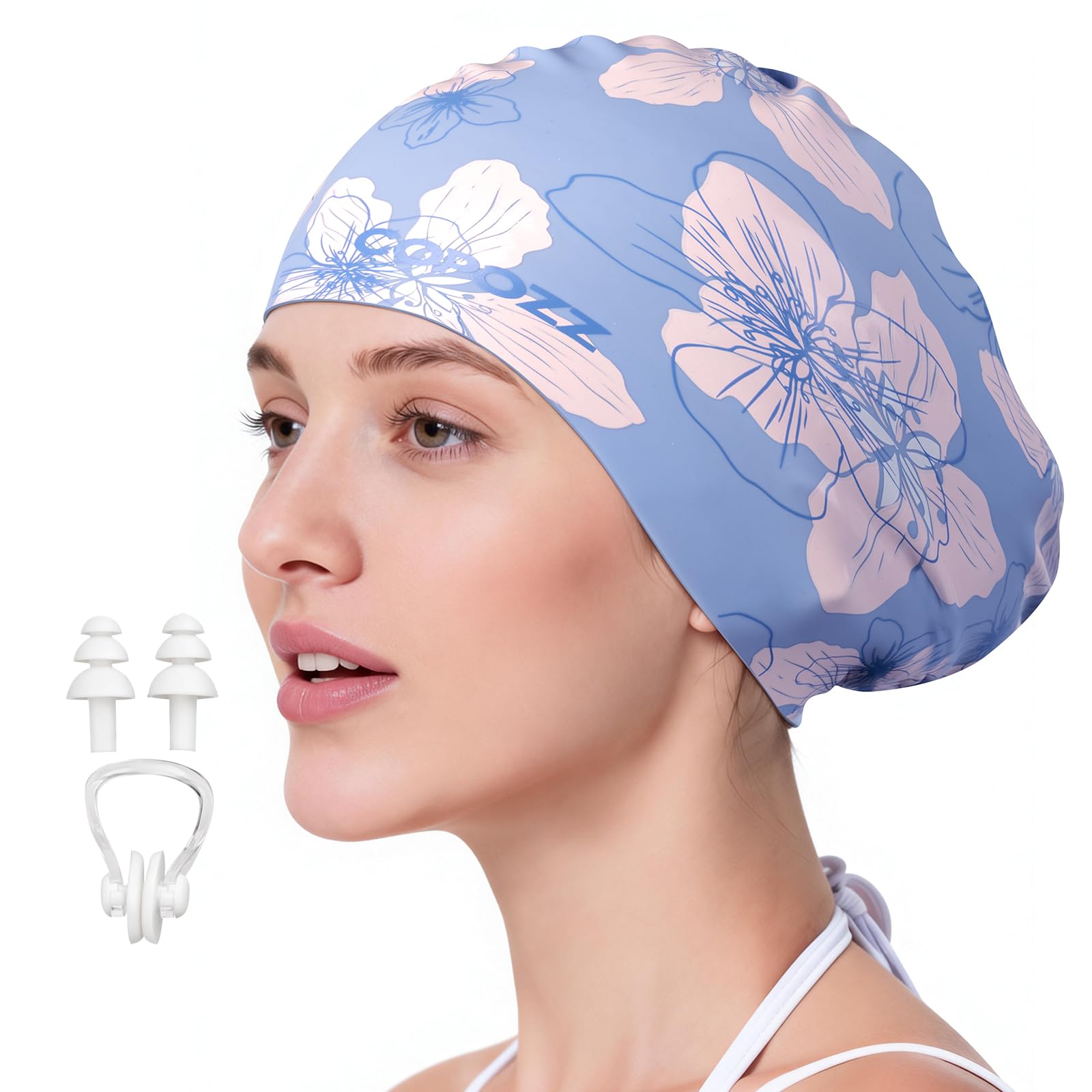 Swimming Cap Women, Silicone Swimming Cap for Long Hair, Adult Swim Hat for Hair and Ear Protection, High Elasticity, Stretch-Resistant, and Reduces Chlorine Water Penetration