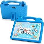 Kids Tablet - 10 Inch Android 14 Tablet for Kids, 8+64GB GMS Certified Learning Device with WiFi 6 (2.4GHz + 5GHz), A523 Octa-Core CPU, Parental Control with EVA Case, Blue