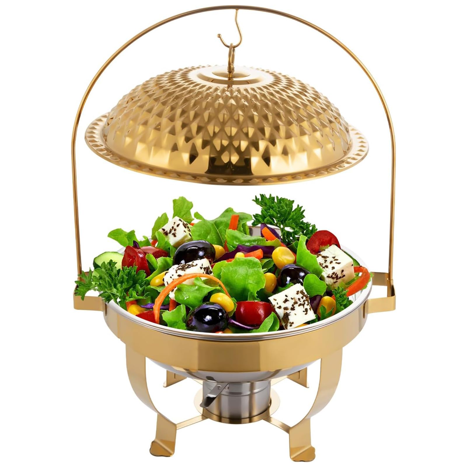 Scaldavivande rotondo in acciaio inox, con gancio, ideale per catering, buffet e feste
