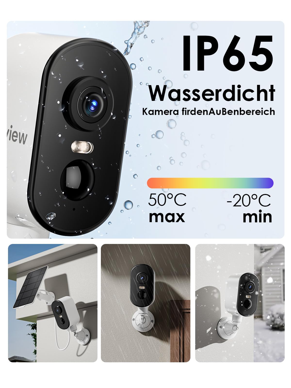 CZEview Solar Überwachungskamera Aussen, Kabellos, 5200mAh, Magnetisch