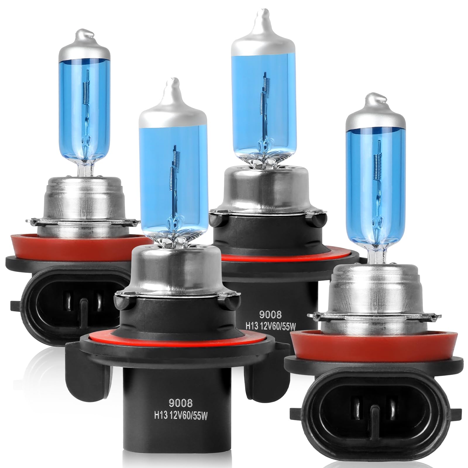 NSDXCT Fit For Mini Cooper 2008 2009 2010 2011 2012 2013 2014 High Performance Halogen Headlight Bulbs 9008/H13 High/Low Beam + H11 Fog Light Car Replacement Bulb Combo, Plug and Play, 4 PCS